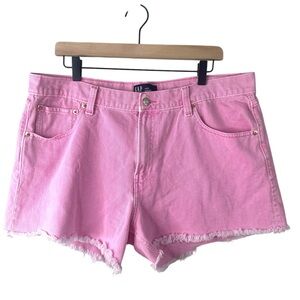 GAP Barbie Pink‎ Shorts Denim Cotton Cut Off Zip Front Frayed Hem Womens Size 14